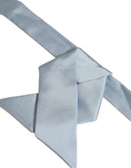 Men Light Blue SIlk Adjustable Neck Papillon Bow Tie