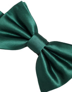 Men Green 100% Silk Adjustable Neck Papillon Bow Tie