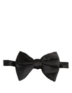 Men Black 100% Silk Adjustable Neck Papillon Bow Tie