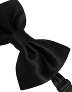 Men Black 100% Silk Adjustable Neck Papillon Bow Tie