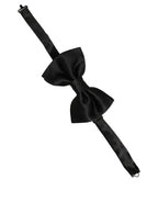 Men Black 100% Silk Adjustable Neck Papillon Bow Tie