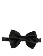 Men Black 100% Silk Adjustable Neck Papillon Bow Tie