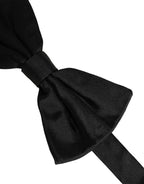 Men Black 100% Silk Adjustable Neck Papillon Bow Tie