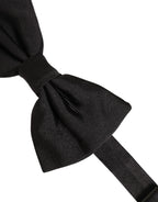 Men Black 100% Silk Adjustable Neck Papillon Bow Tie