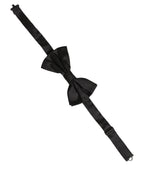 Men Black 100% Silk Adjustable Neck Papillon Bow Tie
