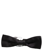 Men Black 100% Silk Adjustable Neck Papillon Bow Tie