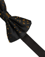Black Gold Speckle Pattern Adjustable Neck Papillon Bow Tie