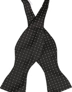 Black White Polka Dot Adjustable Neck Papillon Bow Tie