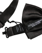 Men Black 100% Silk Adjustable Neck Papillon Bow Tie