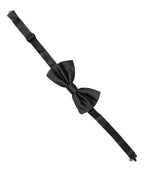 Men Black 100% Silk Adjustable Neck Papillon Bow Tie