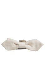 Men White 100% Silk Adjustable Neck Papillon Bow Tie