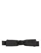 Black White Polka Dot Adjustable Neck Papillon Bow Tie