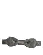 Men Gray 100% Silk Adjustable Neck Papillon Bow Tie