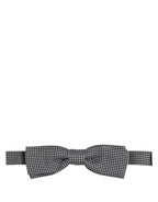 Black White Houndstooth Adjustable Neck Bow Tie