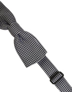 Black White Houndstooth Adjustable Neck Bow Tie