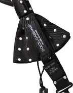 Black White Polka Dot Adjustable Neck Papillon Bow Tie