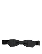 Men Black Polyester Adjustable Neck Papillon Bow Tie