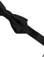 Men Black 100% Silk Adjustable Neck Papillon Bow Tie