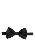 Men Black 100% Silk Adjustable Neck Papillon Bow Tie
