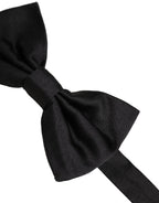 Men Black 100% Silk Adjustable Neck Papillon Bow Tie