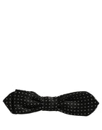 Black White Polka Dot Adjustable Neck Papillon Bow Tie