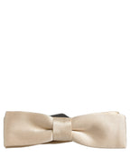 Men Beige 100% Silk Adjustable Neck Papillon Bow Tie