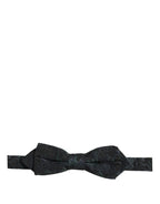 Men Black Green Paisley Adjustable Neck Papillon Bow Tie