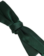 Men Dark Green Silk Adjustable Neck Papillon Bow Tie