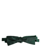 Men Dark Green Silk Adjustable Neck Papillon Bow Tie