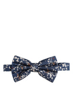Men Navy Blue Floral Adjustable Neck Papillon Bow Tie