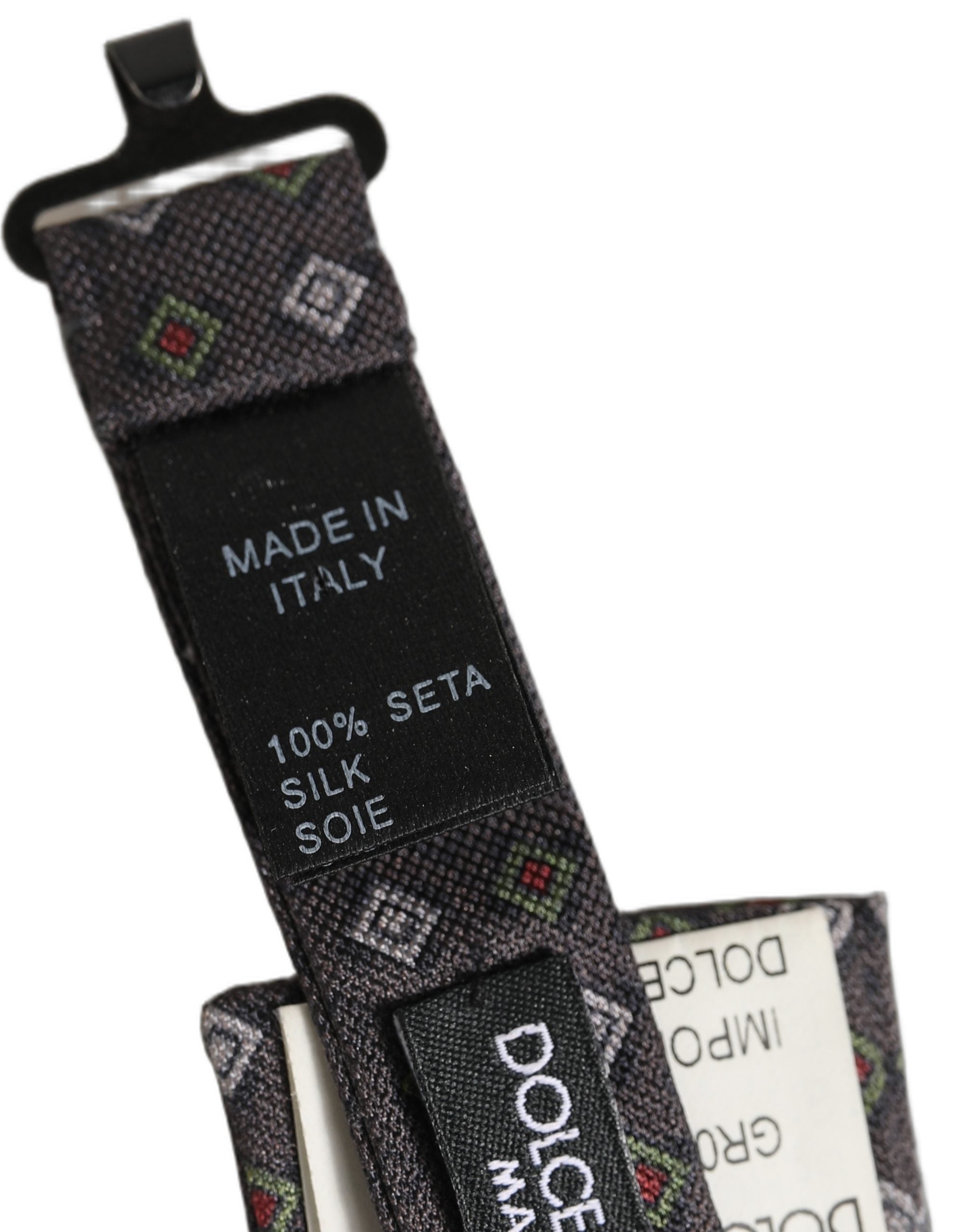 Men Dark Gray Geometric Adjustable Bow Tie