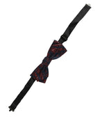 Men Blue Red Paisley Adjustable Neck Papillon Bow Tie