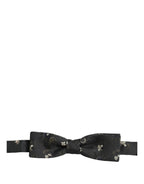 Men Black Floral Silk Adjustable Neck Papillon Bow Tie