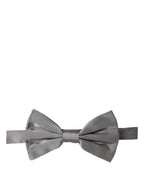 Men Gray 100% Silk Adjustable Neck Papillon Bow Tie
