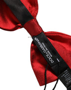 Men Black Red Silk Adjustable Neck Papillon Bow Tie