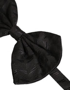 Men Black Patterned Adjustable Neck Papillon Bow Tie