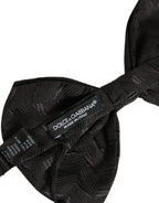 Men Black Patterned Adjustable Neck Papillon Bow Tie