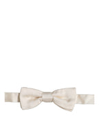Men Off White 100% Silk Adjustable Neck Papillon Bow Tie