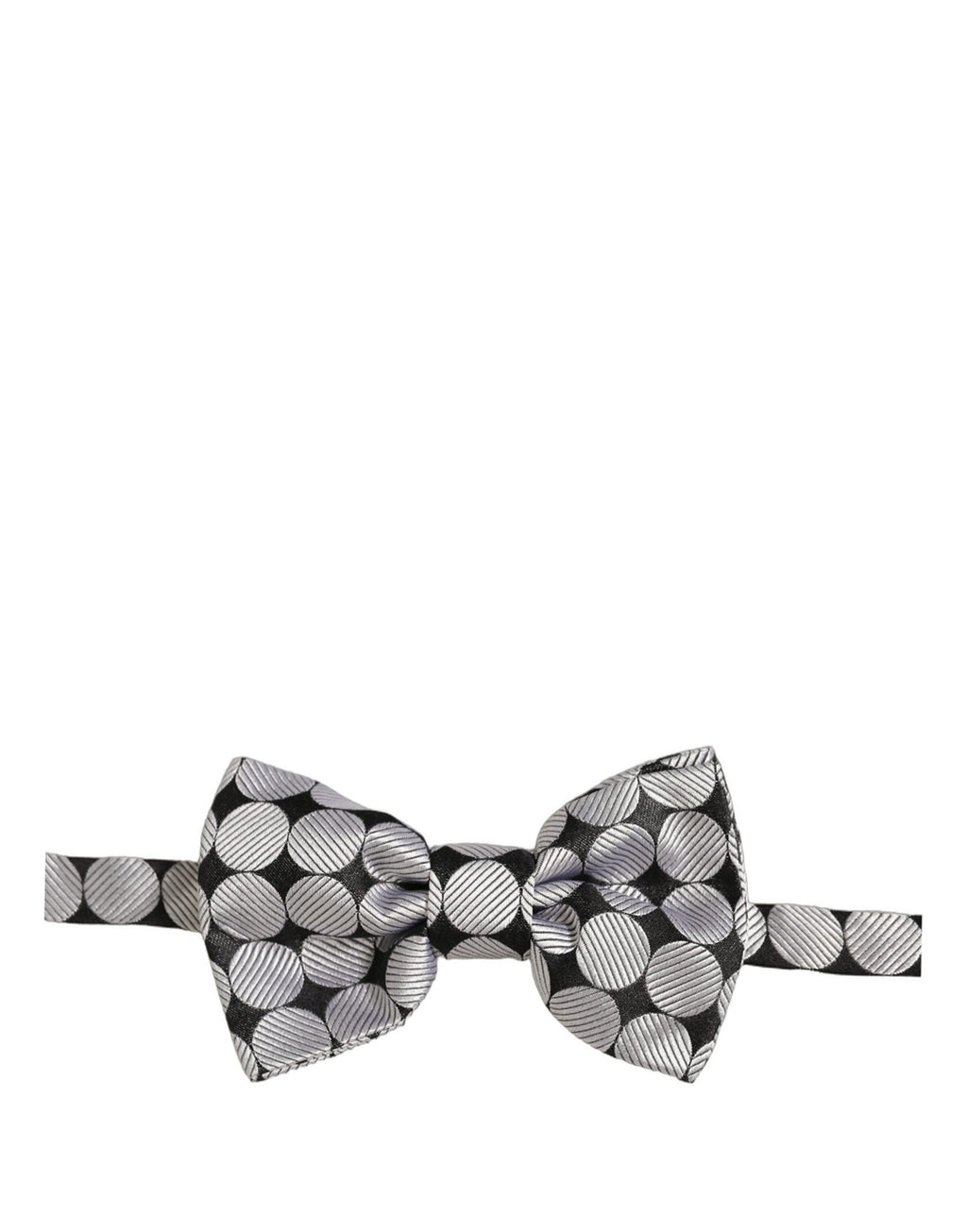 Men Black Silver Circles Adjustable Neck Papillon Bow Tie