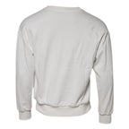 White Embossed Logo Cotton Crew Neck Sweater