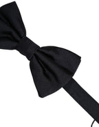 Men Black 100% Silk Adjustable Neck Papillon Bow Tie