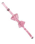 Men Pink 100% Silk Adjustable Neck Papillon Bow Tie