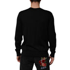 Black Cashmere Cherub Print Baroque Sweater