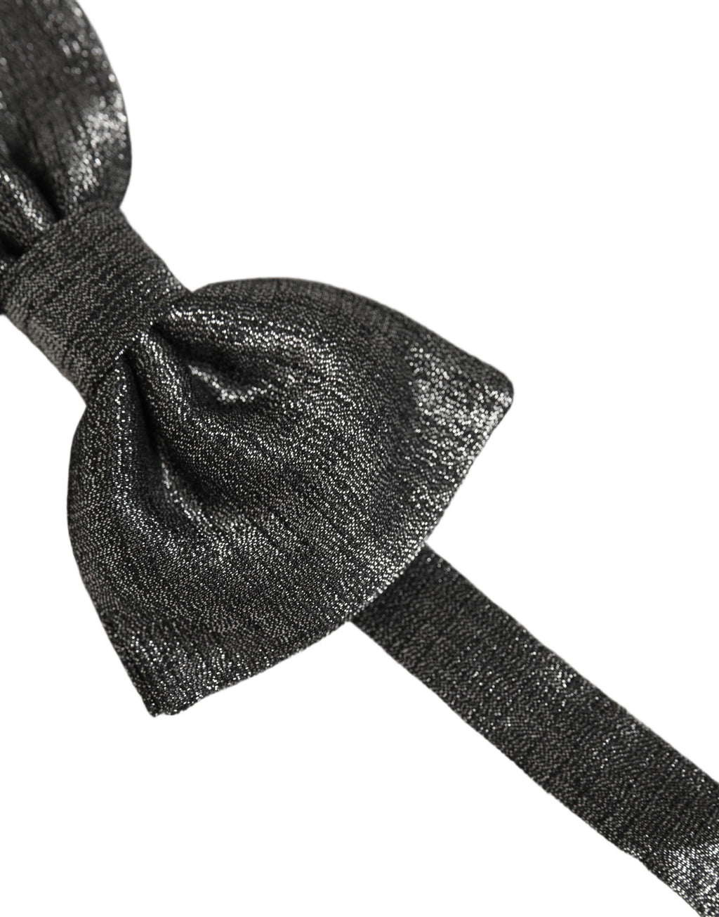 Men Metallic Black Silk Adjustable Neck Papillon Bow Tie