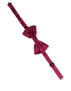 Men Burgundy Silk Adjustable Neck Papillon Bow Tie