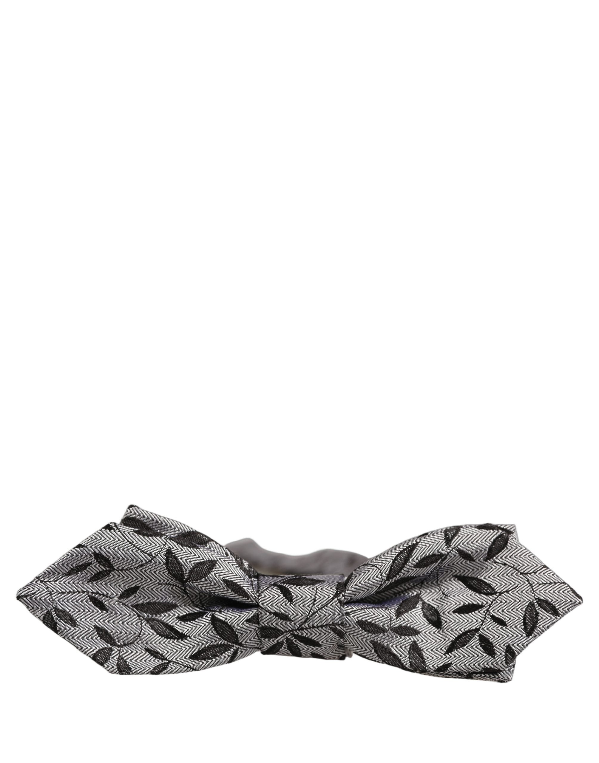 Men Gray Abstract Silk Adjustable Neck Papillon Bow Tie