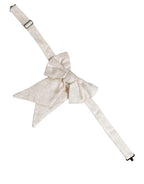 Men White Jacquard Silk Adjustable Neck Papillon Bow Tie
