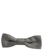 Men Gray Silk Patterned Adjustable Neck Papillon Bow Tie