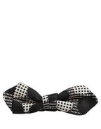 Black White Checkered Adjustable Neck Papillon Bow Tie
