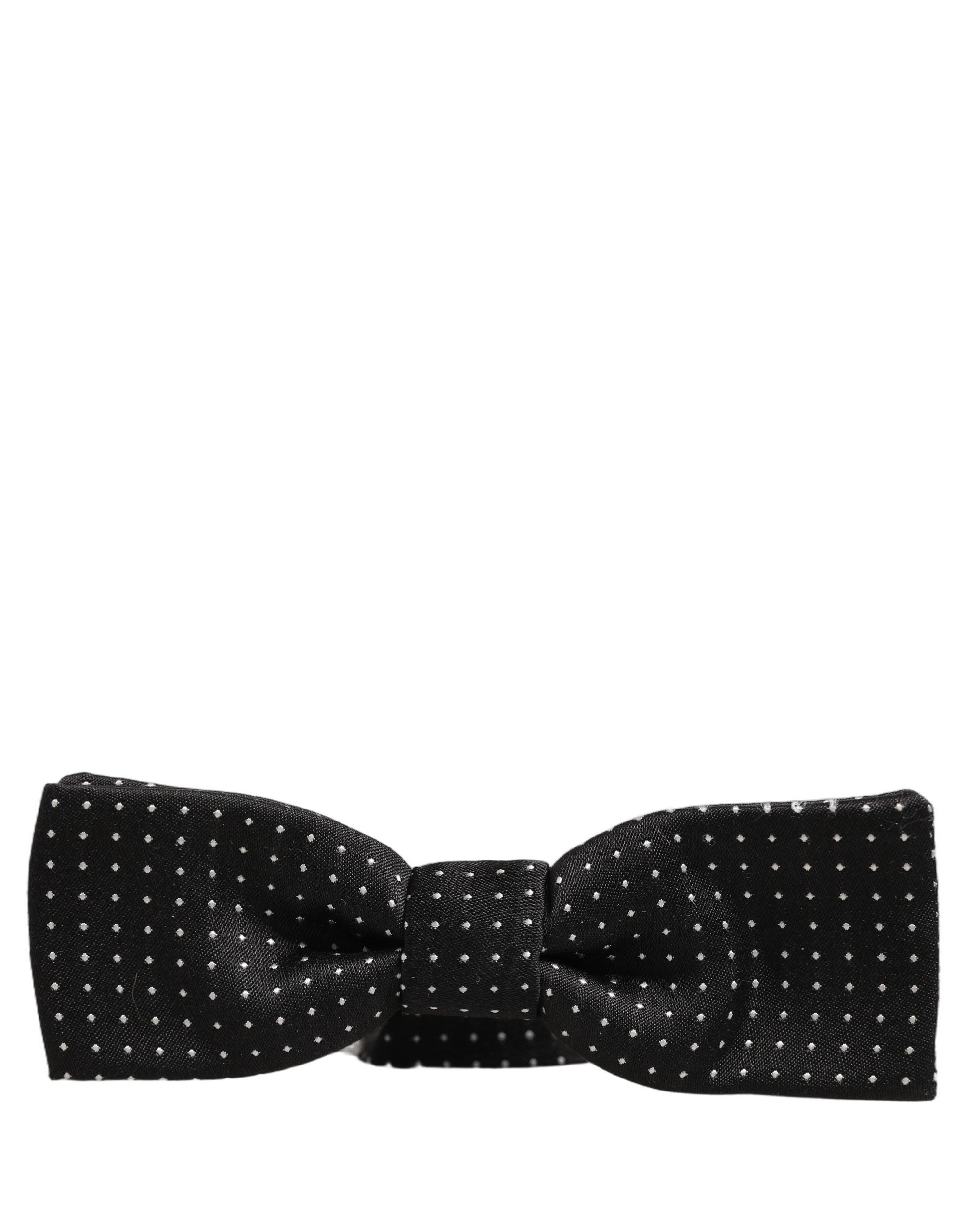 Black White Polka Dot Adjustable Neck Papillon Bow Tie